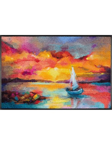 Kleen-tex - Tappeto ''Sunset Boat'' Linea wash+dry Design cm 50 x 75