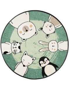 Kleen-Tex - wash+dry Zerbino animal Friends, Ø 85 cm, colorato, interno ed esterno, lavabile