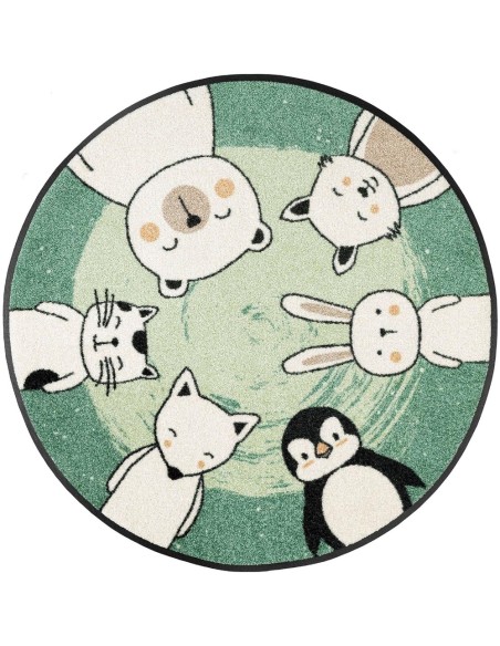 Kleen-Tex - wash+dry Zerbino animal Friends, Ø 85 cm, colorato, interno ed esterno, lavabile