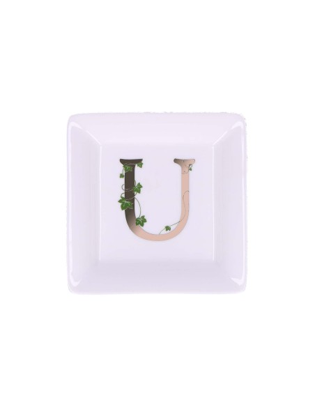La Porcellana Bianca - Piattino Quadrato 'u' Adorato 10x10 Cm con Gift Box