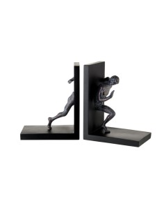 L'Oca Nera - Fermalibri Scultura Uomo - Set 2 pz cm 27x10x17h