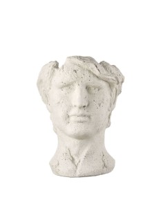 L'Oca Nera - Vaso Scultura Testa Uomo in cemento, cm 22,5x21,5x29h