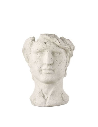 L'Oca Nera - Vaso Scultura Testa Uomo in cemento, cm 22,5x21,5x29h