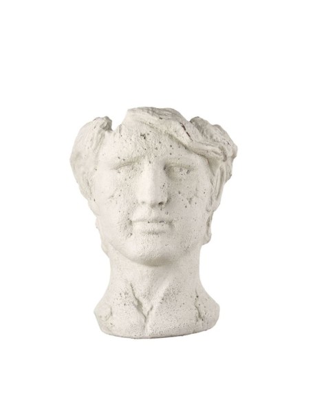 L'Oca Nera - Vaso Scultura Testa Uomo in cemento, cm 22,5x21,5x29h