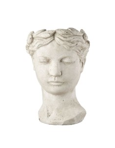 L'Oca Nera - Vaso Scultura Testa Donna in cemento, cm 24,5x22,5x35h