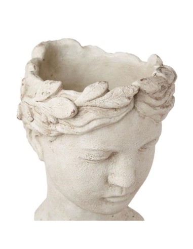 L'Oca Nera - Vaso Scultura Testa Donna in cemento, cm 24,5x22,5x35h