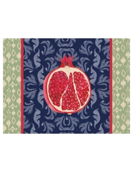 L'Oca Nera -  Tovaglietta Rigida Blu 39x29,5 cm -  Melograno D'Oriente