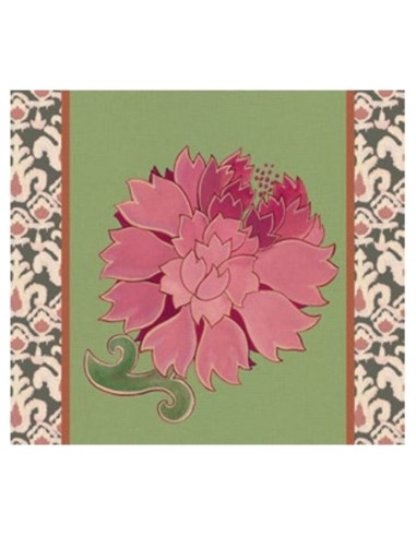L'Oca Nera -  Tovaglietta Rigida Verde Salvia 39x35 cm -  Peonia di Samarcanda
