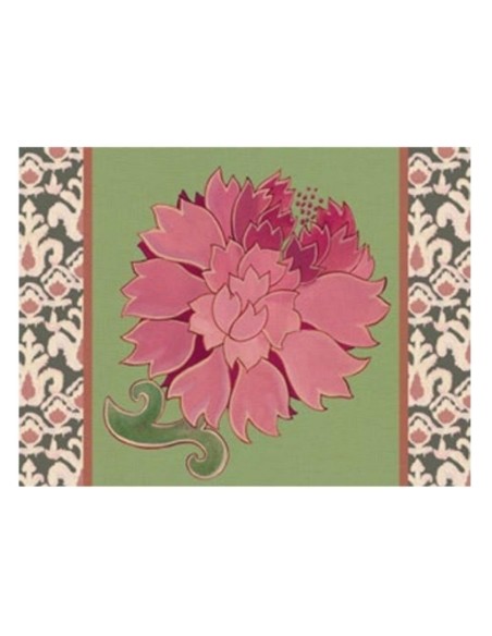 L'Oca Nera -  Tovaglietta Rigida Verde Salvia 39x29,5 cm -  Peonia di Samarcanda