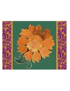 L'Oca Nera -  Tovaglietta Rigida Verde 39x29,5 cm -  Peonia di Samarcanda