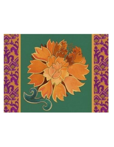 L'Oca Nera -  Tovaglietta Rigida Verde 39x29,5 cm -  Peonia di Samarcanda