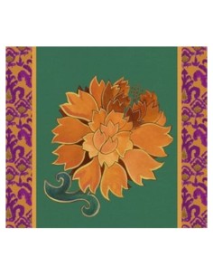 L'Oca Nera -  Tovaglietta Rigida Verde 39x35 cm -  Peonia di Samarcanda