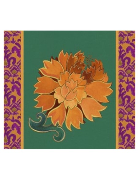 L'Oca Nera -  Tovaglietta Rigida Verde 39x35 cm -  Peonia di Samarcanda