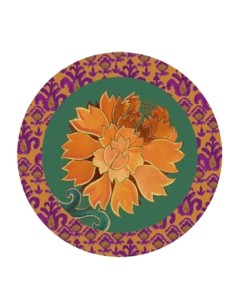 L'Oca Nera - Tovaglietta Rigida Verde Ø39  cm- Peonia di Samarcanda