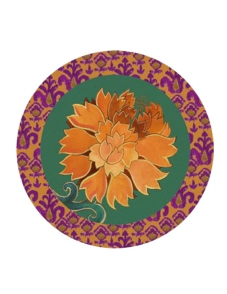 L'Oca Nera - Tovaglietta Rigida Verde Ø39  cm- Peonia di Samarcanda