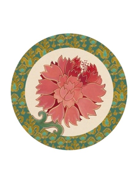 L'Oca Nera - Tovaglietta Rigida Avorio Ø39 cm - Peonia di Samarcanda