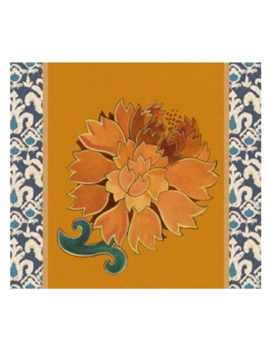 L'Oca Nera -  Tovaglietta Rigida Arancione 39x35 cm -  Peonia di Samarcanda