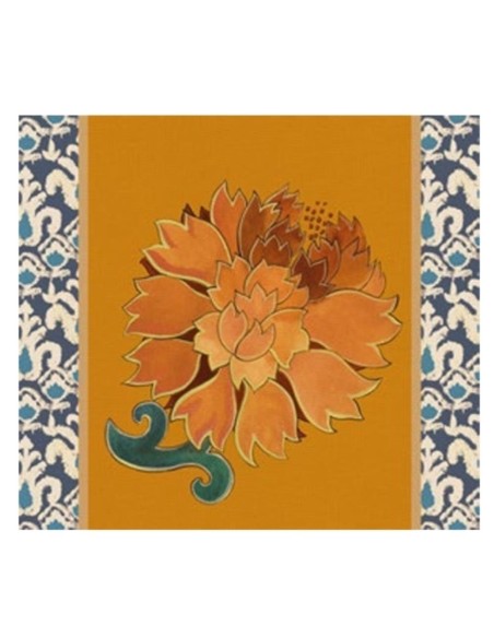L'Oca Nera -  Tovaglietta Rigida Arancione 39x35 cm -  Peonia di Samarcanda
