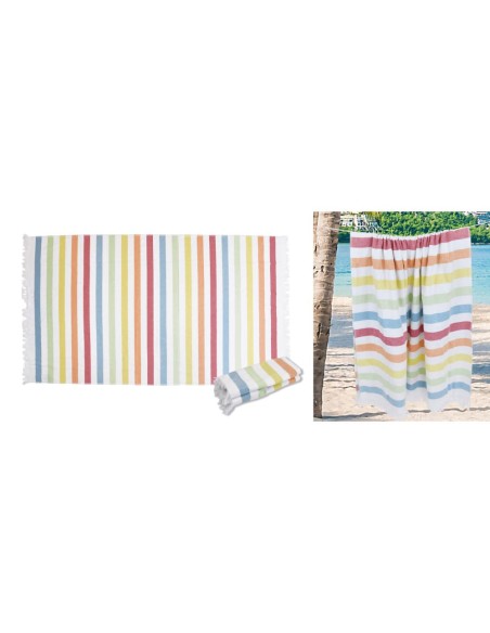 Daunex - Telo da mare  "ARCOBALENO" 90x160 cm con frange