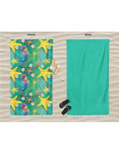 Daunex - Telo mare microspugna 90x170 cm Cavallucci con frange