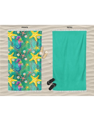 Daunex - Telo mare microspugna 90x170 cm Cavallucci con frange