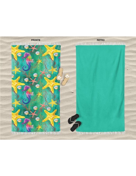 Daunex - Telo mare microspugna 90x170 cm Cavallucci con frange
