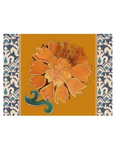 L'Oca Nera -  Tovaglietta Rigida Arancione 39x29,5 cm -  Peonia di Samarcanda