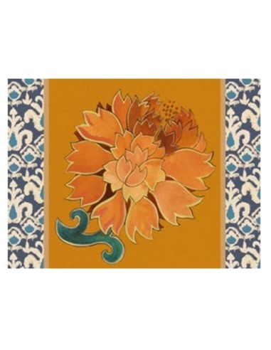 L'Oca Nera -  Tovaglietta Rigida Arancione 39x29,5 cm -  Peonia di Samarcanda