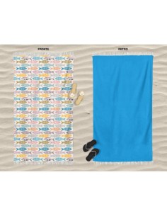 Daunex - Telo mare microspugna 90x170 cm Sardine con frange