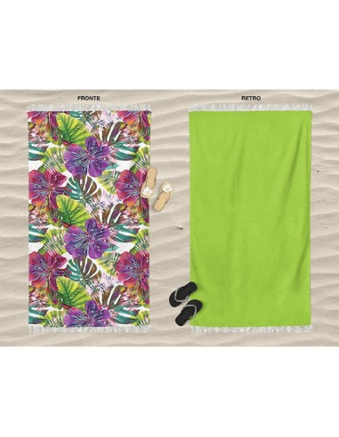 Daunex - Telo mare microspugna 90x170 cm Palmas con frange