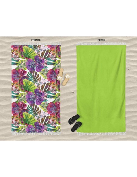 Daunex - Telo mare microspugna 90x170 cm Palmas con frange