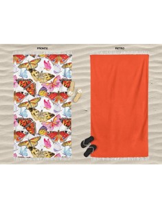 Daunex - Telo mare microspugna 90x170 cm Farfalle con frange