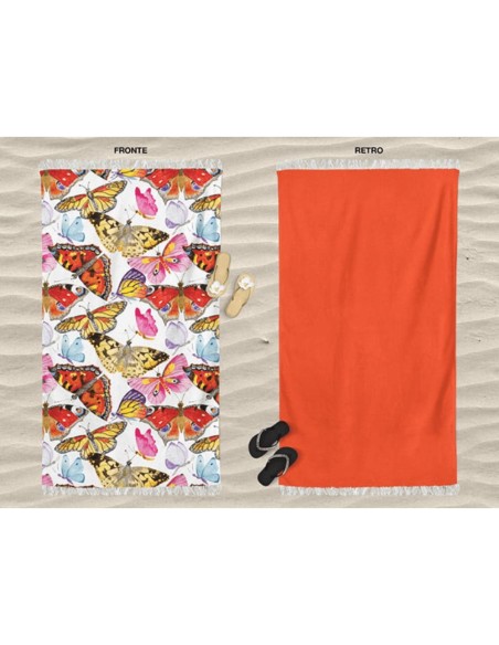 Daunex - Telo mare microspugna 90x170 cm Farfalle con frange