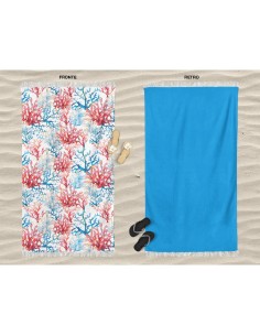 Daunex - Telo mare microspugna 90x170 cm Coral con frange