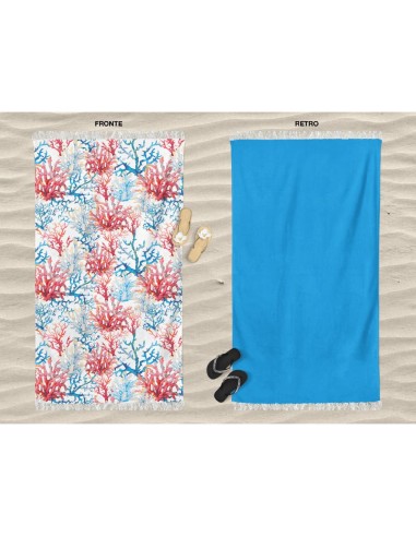 Daunex - Telo mare microspugna 90x170 cm Coral con frange