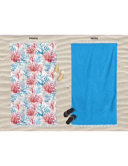 Daunex - Telo mare microspugna 90x170 cm Coral con frange
