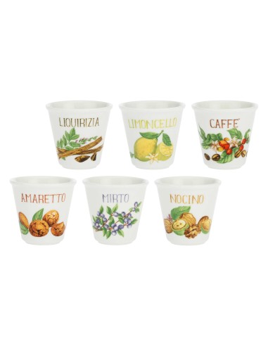 La Porcellana Bianca-Liquorelli 6 Bicchierini Mix 75 Cc 75 Cm Gift Box