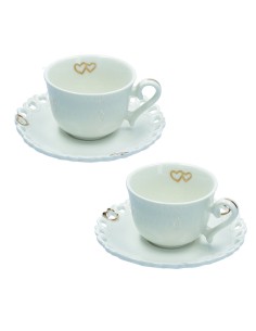 La Porcellana Bianca·valentino Oro Set 2 Tazze Caffe' C/p Gb