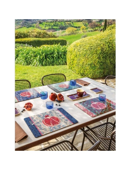 L'Oca Nera -  Tovaglietta Rigida Avorio 39x35 cm -  Melograno D'Oriente