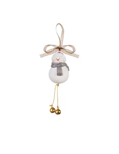 L'Oca Nera - Pendente Pupazzo di Neve con Campanelle 5x3x14h