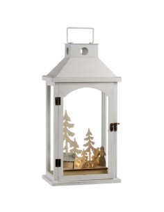 L'Oca Nera - LANTERNA BIANCA CON LEDS 22x13,5x43,5h Lanterne delle Feste
