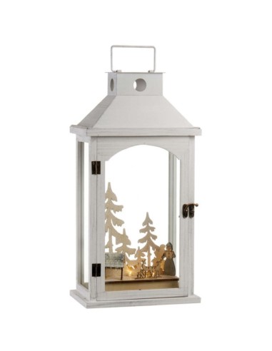 L'Oca Nera - LANTERNA BIANCA CON LEDS 22x13,5x43,5h Lanterne delle Feste