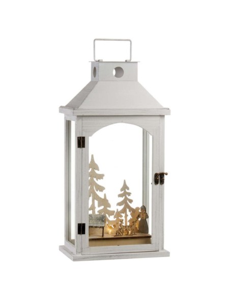 L'Oca Nera - LANTERNA BIANCA CON LEDS 22x13,5x43,5h Lanterne delle Feste