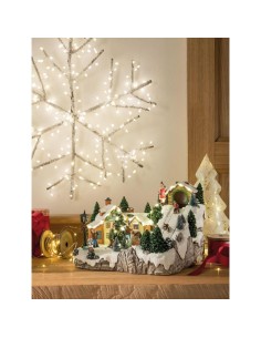 L'Oca Nera - VILLAGGIO CON PISTA DA SCI , MUSICA, MOVIMENTO E LEDS cm 30x26x21h ANDIAMO A SCIARE 2