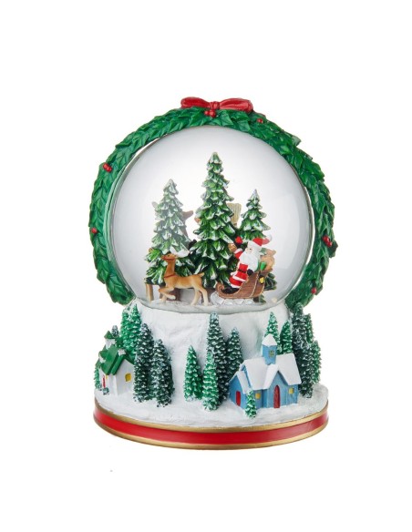 L'Oca Nera - Boule De Neige Ghirlanda con Carillon  Ø14x20h
