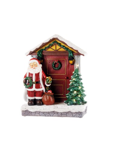 L'Oca Nera - PORTONE BABBO NATALE 2 CON LEDS cm 24x9x31 h APRIAMO AL NATALE