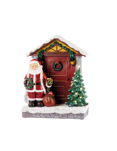 L'Oca Nera - PORTONE BABBO NATALE 2 CON LEDS cm 24x9x31 h APRIAMO AL NATALE