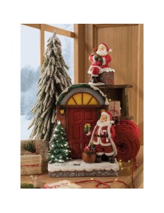 L'Oca Nera - PORTONE BABBO NATALE 2 CON LEDS cm 24x9x31 h APRIAMO AL NATALE 2