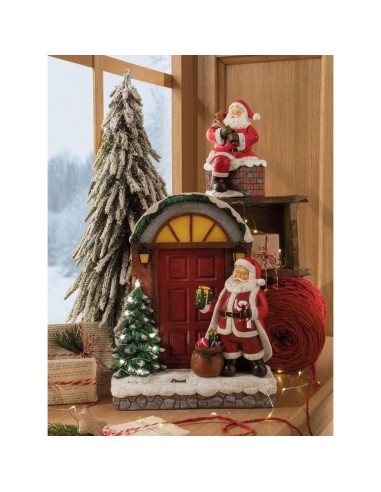 L'Oca Nera - PORTONE BABBO NATALE 1 CON LEDS cm 24x9x31 h APRIAMO AL NATALE