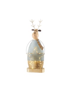 L'Oca Nera - RENNA GRANDE BLUESTONE CON LEDS cm 14x10x39 h SPLENDIDA FESTA / DA APPOGGIO
